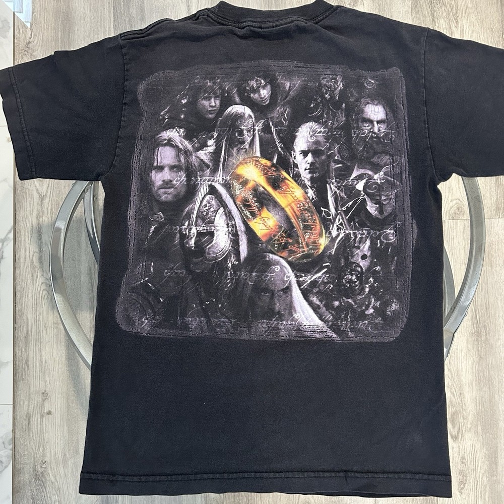 Vintage 2002 Lord of the Rings Two Towers T Shirt Black Double Sided Small