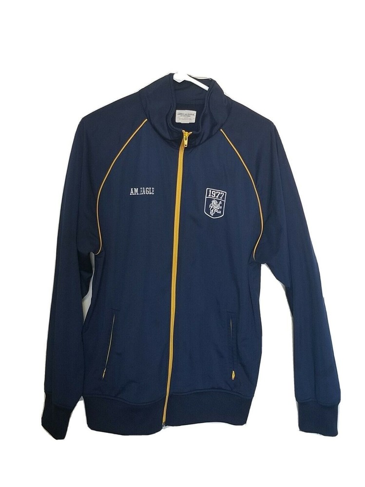 American Eagle Men's Navy Blue Polyester Track Jacket Full Zip Long Sleeve XL
