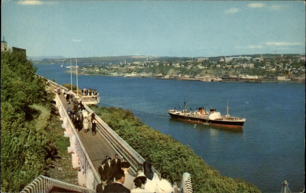 La Promenade Des Gouverneurs Quebec Canada steamship ~ vintage postcard