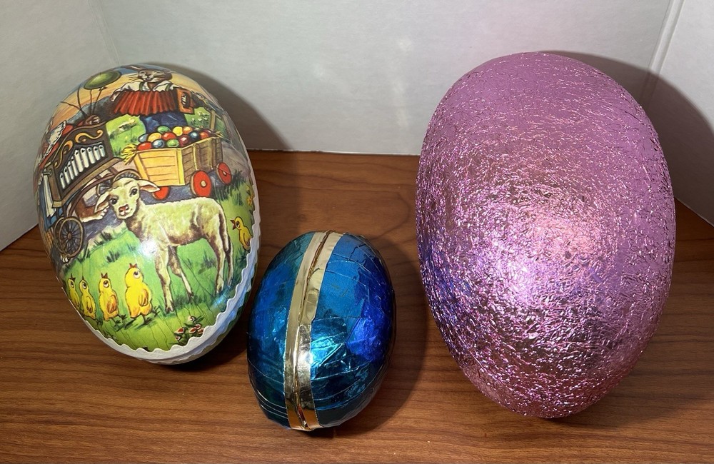 Vintage Lot Of 3 Paper Mache Easter Eggs