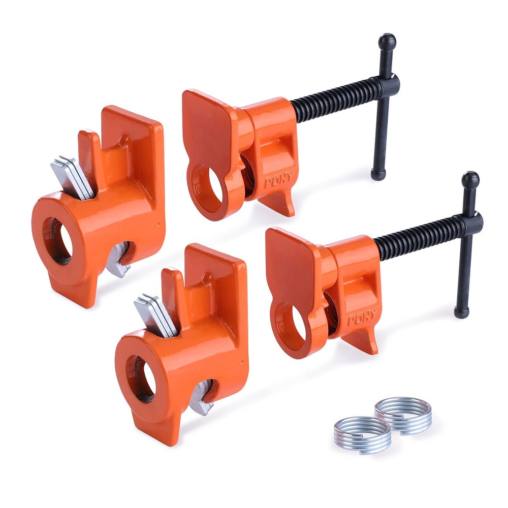 PONY 2-Pack 52 Wood Glue Pipe Clamp Fixture for 1/2-Inch Black Pipe