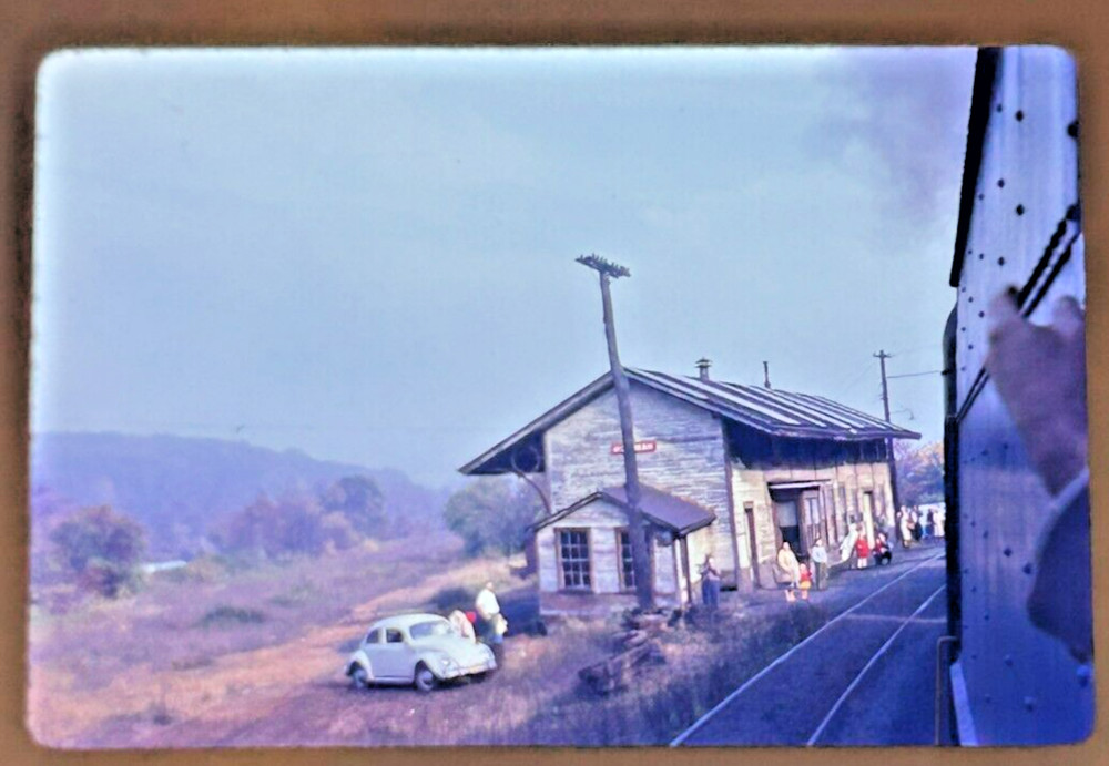 Vintage 35mm Slide 1966  Hampton Virginia Train Station Volkswagen Beetle Kodak