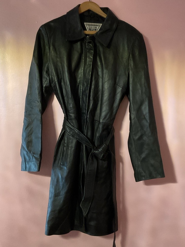 Vintage Marvin Richards  Women’s Black Leather Coat, Black, Medium
