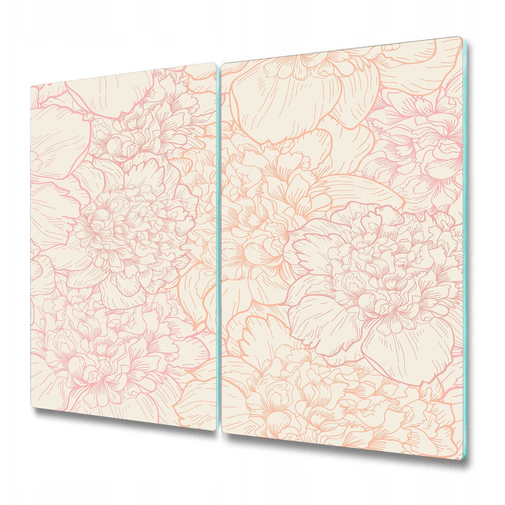 Glass Chopping Serving Board Utensil Serving Board Peonies pink and grey 2x30x52