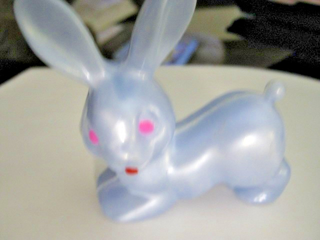Vtg Standing BLUE Bunny Plastic Rattle Hong Kong 3