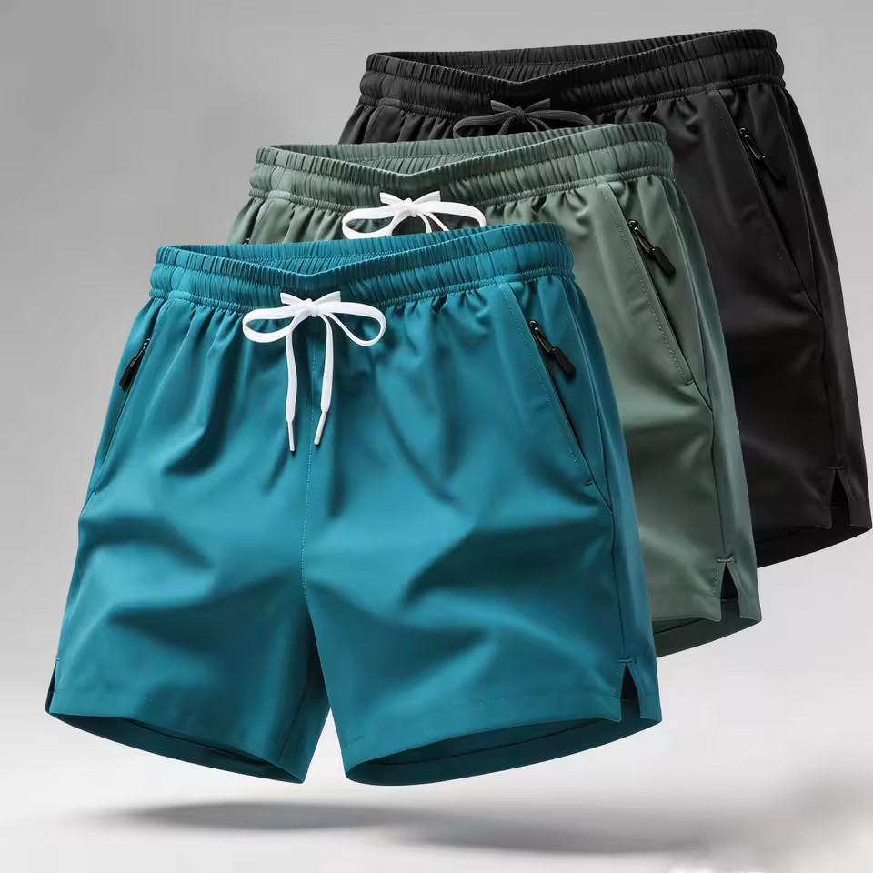 Men’s Quick Dry Running Shorts Drawstring Gym Workout Shorts Zip Pocket