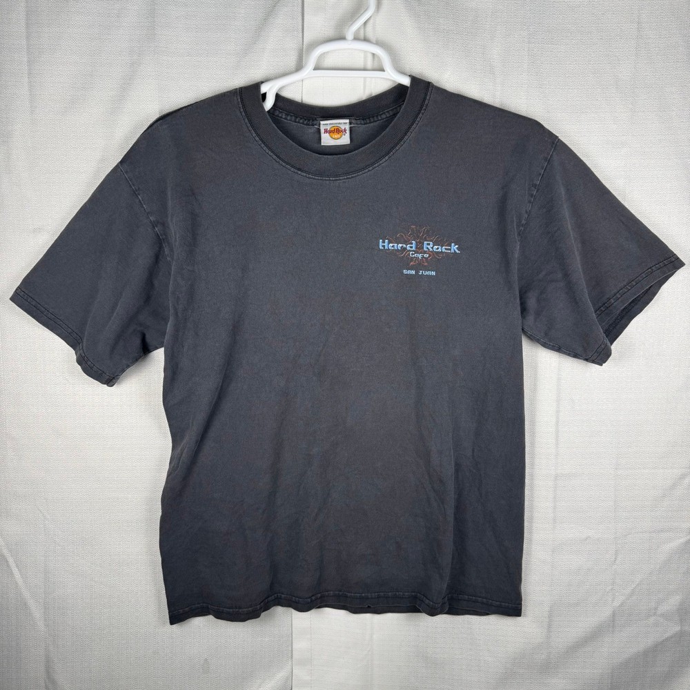 Hard Rock Cafe San Juan T Shirt Mens Large Black Guitar Graphic Cotton Tee