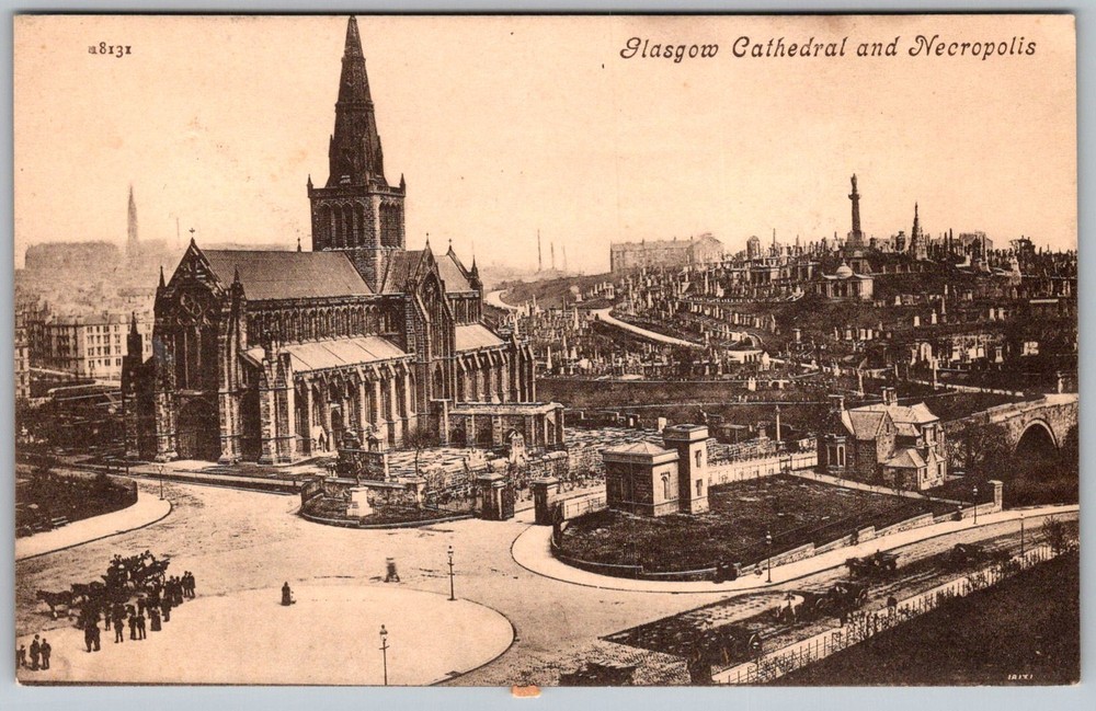Antique Postcard Cathedral and Necropolis Glasgow, Scotland 1910s
