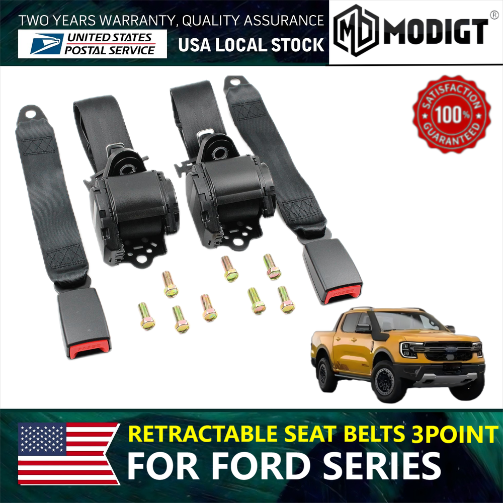 3 Point Safety Adjustable Seat Belt Straps Car Vehicle Belt for Ford Series