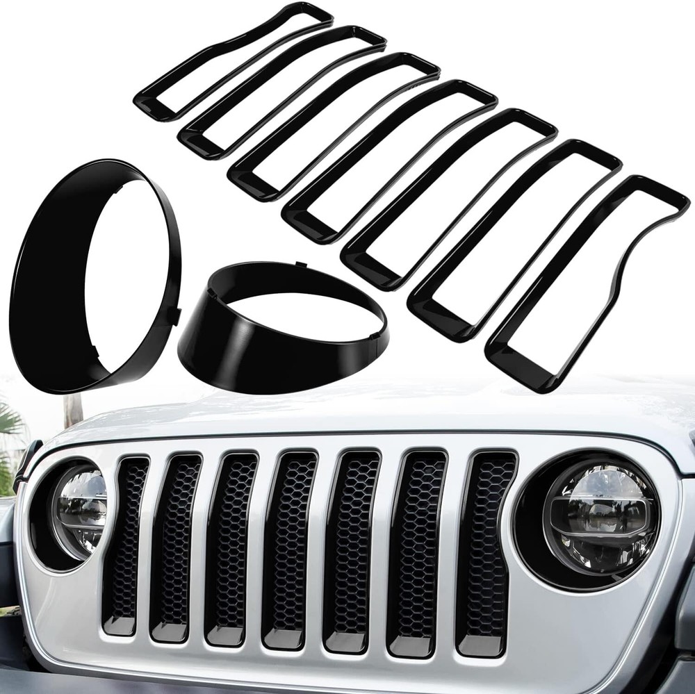 Upgrade Your Jeep Wrangler JL JLU with Front Grille Mesh Insert & Headlight Trim Cover