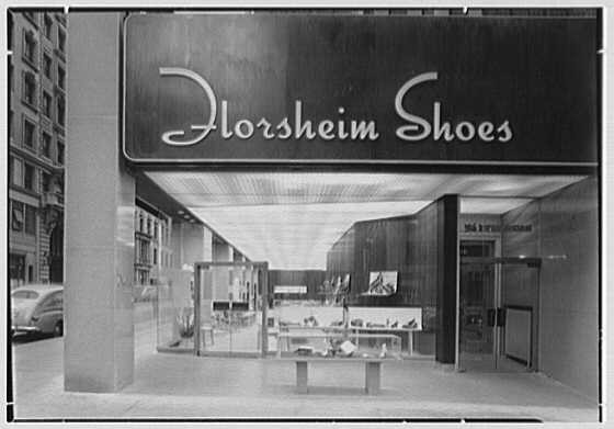 Florsheim Shoes, business at 515 5th Ave., New York City. Exterior at 8 p.m.