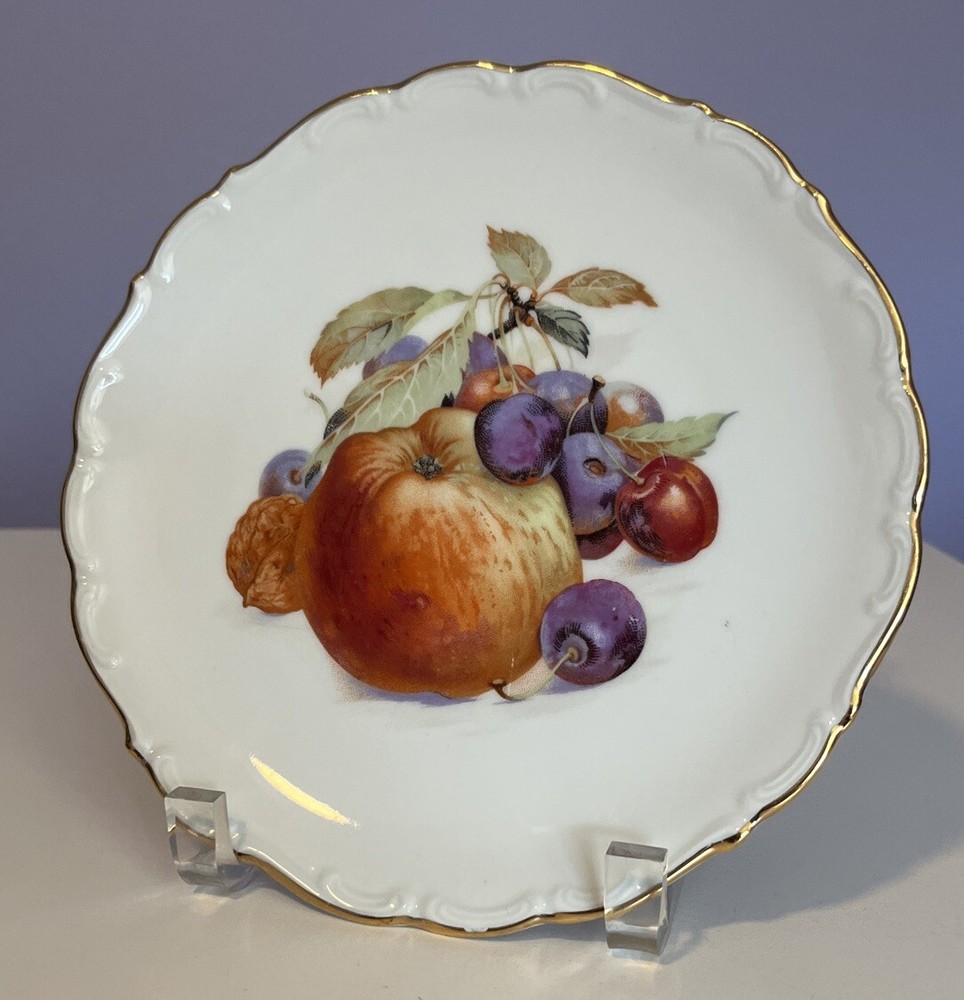Vtg Schumann Hand Painted Plate Bavaria Arzberg Germany Fruit Apple Pattern 7.5”