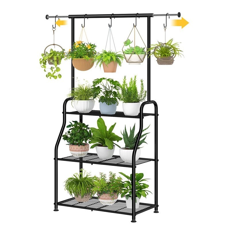 Plant Stand Indoor Outdoor Heavy Duty Metal 3 Tiered Hanging Plants Shelf Flower