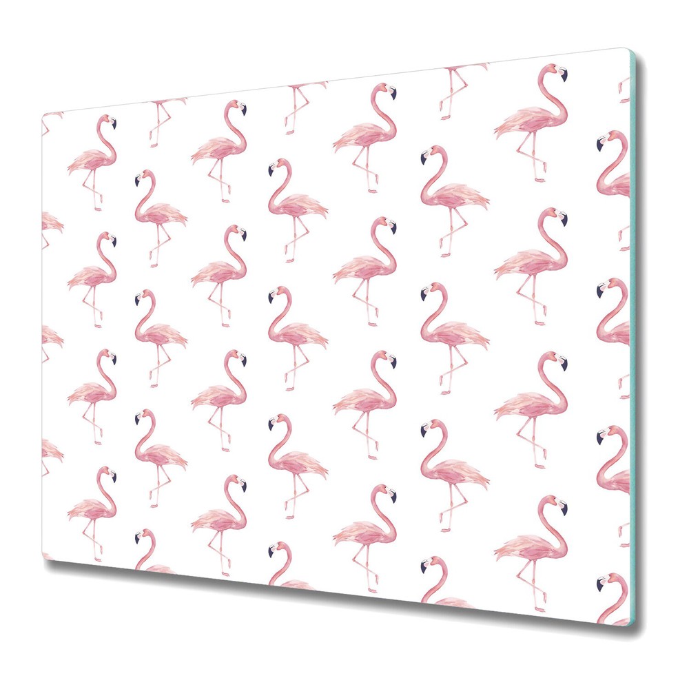 Glass Chopping Cutting Board Worktop Saver Flamingo Pink Animal 60x52