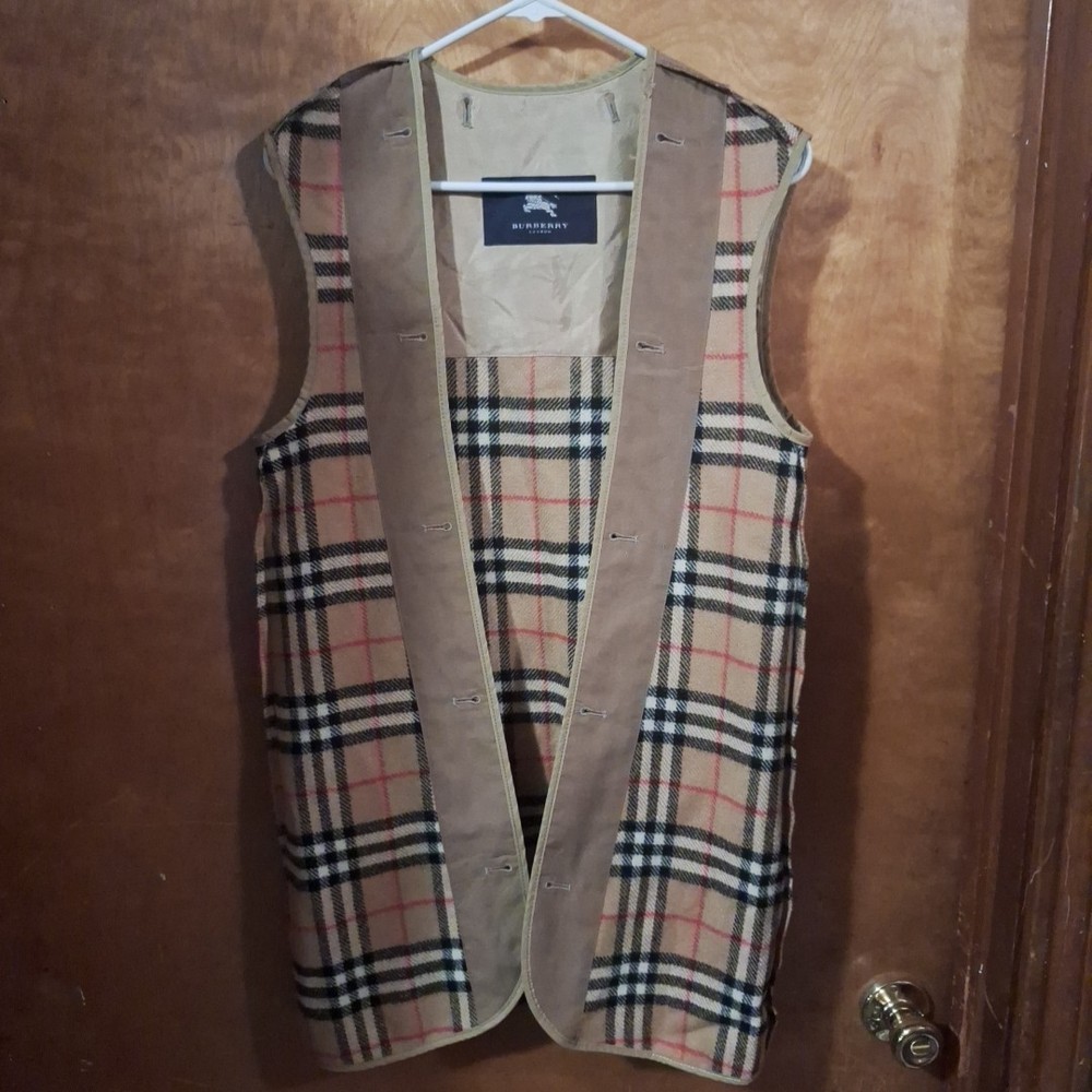 Burberry London Nova Check Wool Vest Liner Jacket 100% Wool