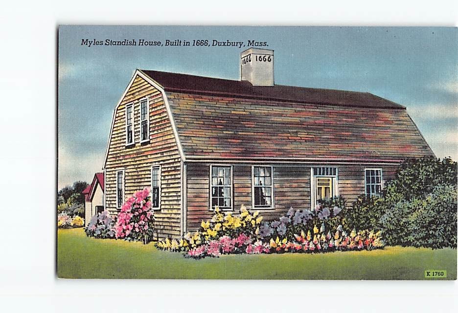 Postcard Myles Standish House Built in 1666 Duxbury Massachusetts USA America