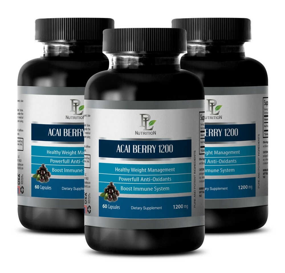antioxidant - ACAI BERRY 1200mg - full body cleanse detox 3 Bottles 180 Capsules