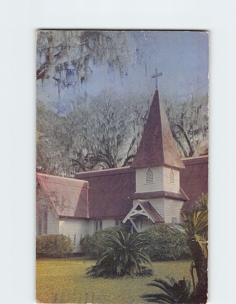 Postcard Christ Church Greetings from St. Simon's Island Georgia USA