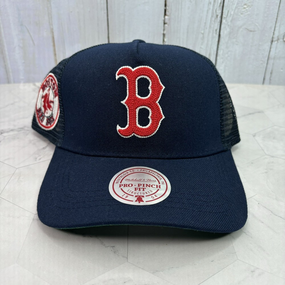 Boston Red Sox Mitchell & Ness Navy Blue Pro Pinch Fit Mesh Snapback Hat Cap MLB