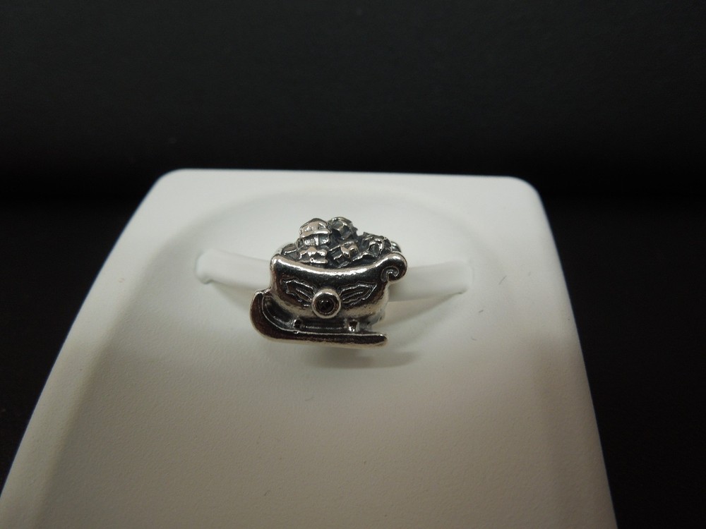Pandora Sterling Silver Sleigh with Garnet Bead Charm and Presents
