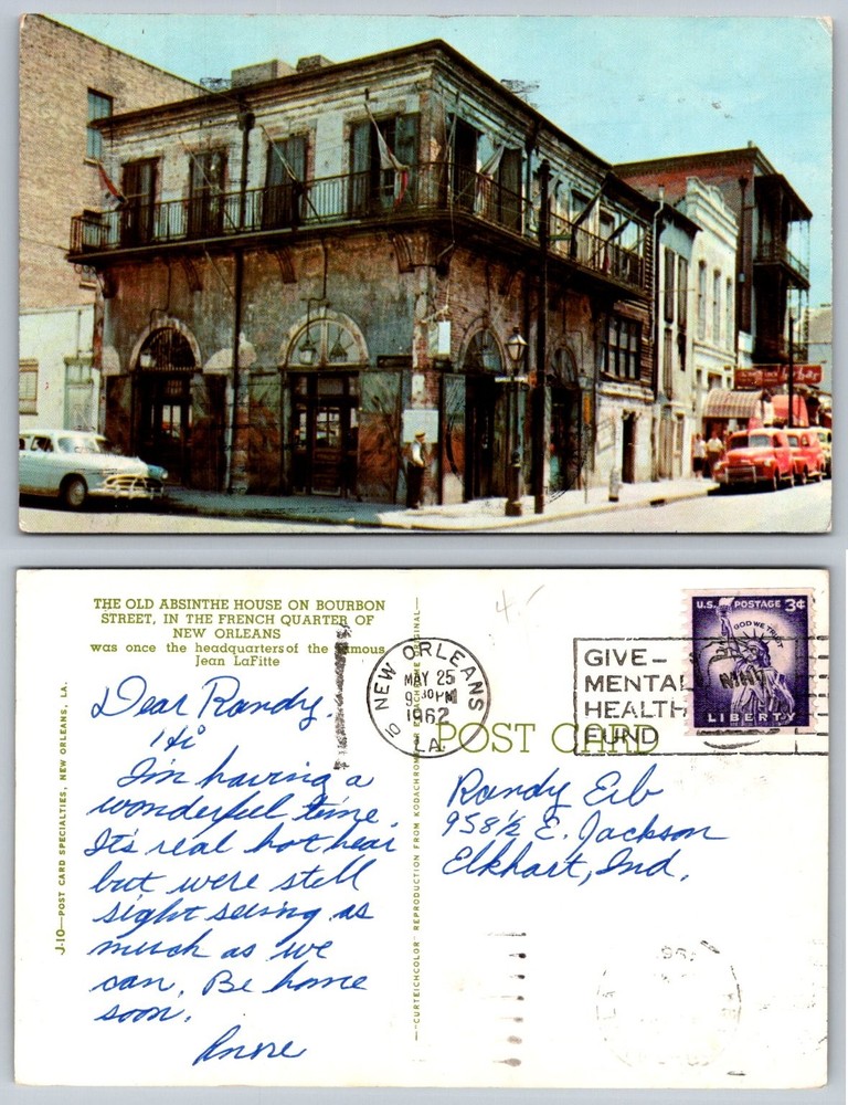 Old Absinthe House New Orleans LA Postcard 1962 French Quarter Curteichcolor-image