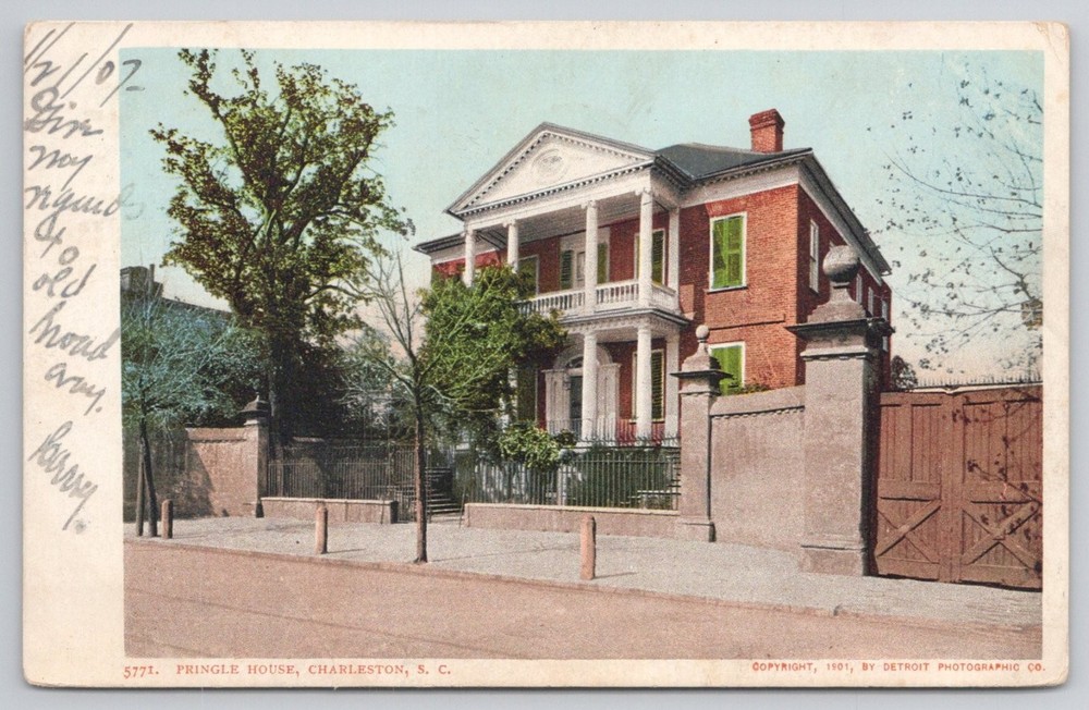 Pringle House Charleston SC 1901 Detroit Photographic Co. Postcard Posted 1907