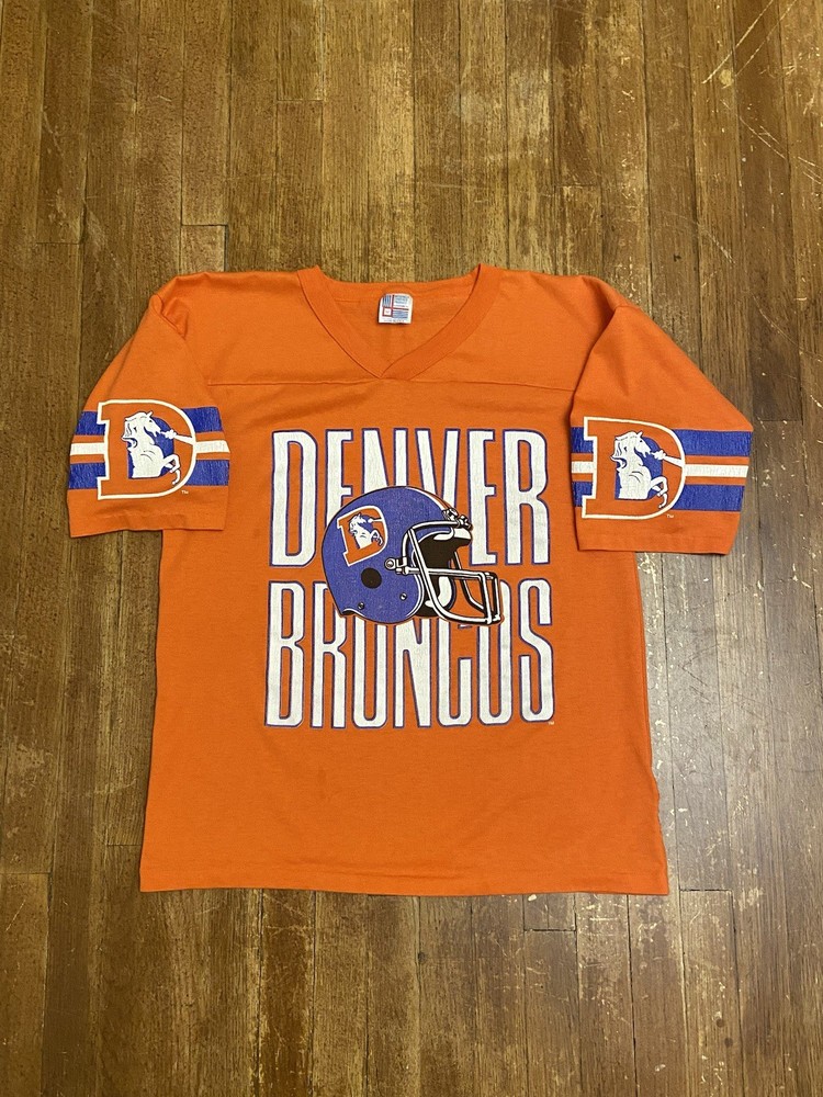Vintage 80s NFL Denver Broncos Single Stitch Rare Graphic T-Shirt Adult Medium
