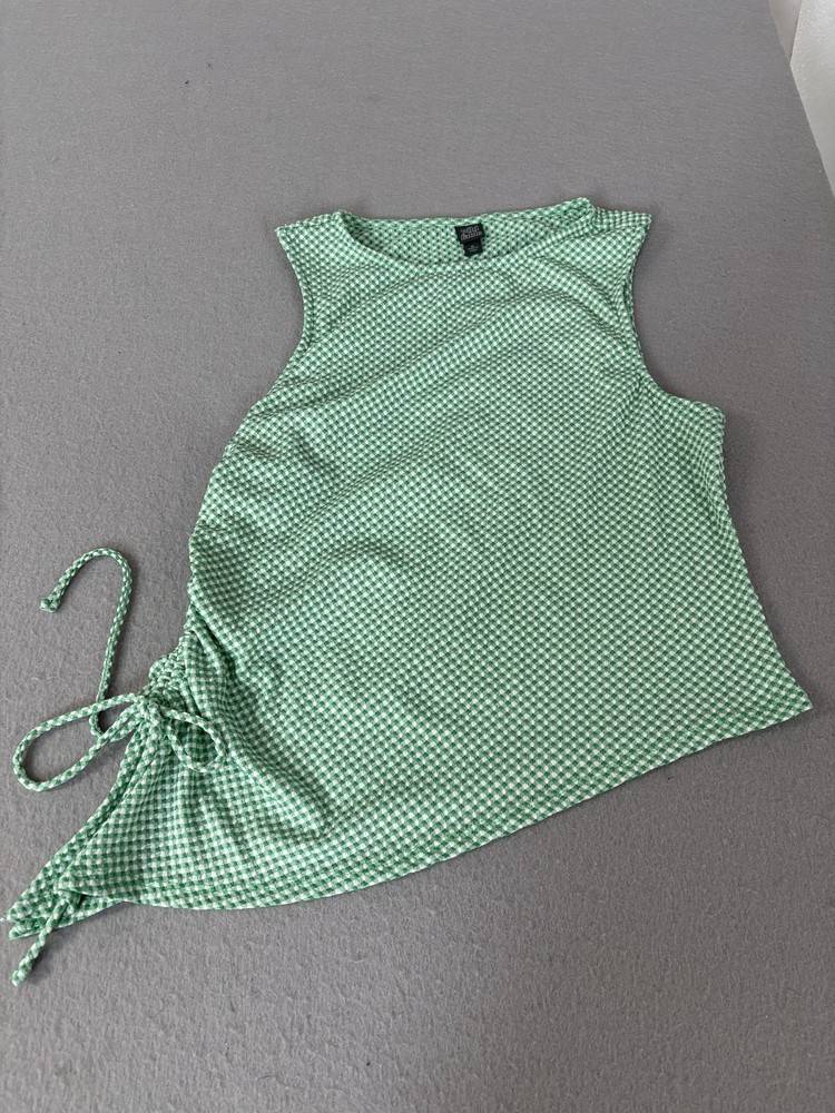 Wild Fable Tank Top Womens XL Gingham Sleeveless Ruched Side Drawstring Casual