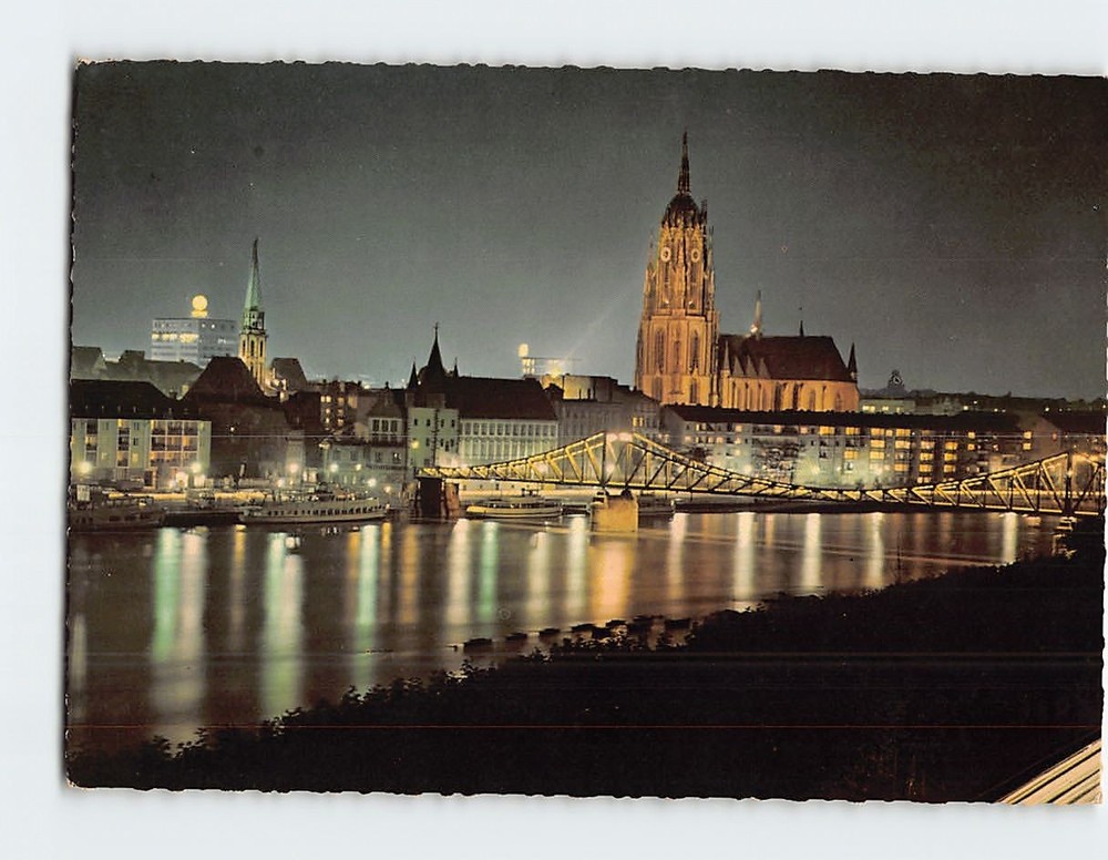 Postcard Eiserner Steg & Dom Frankfurt Germany
