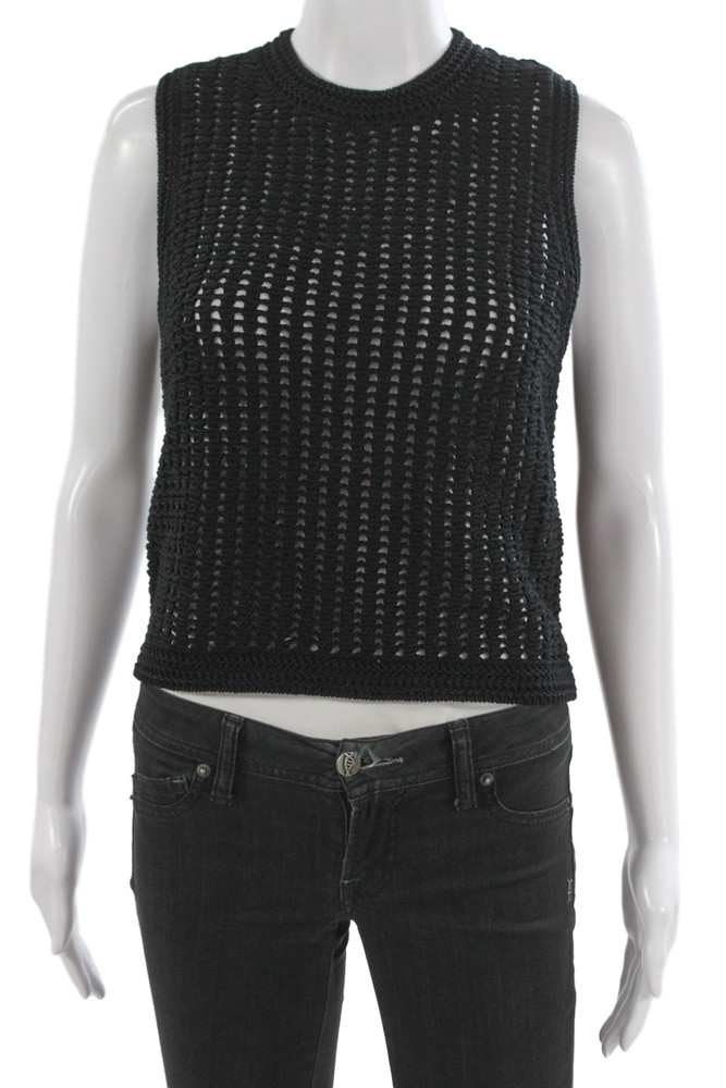 Frame Womens Bohemian Sleeveless Crewneck Tank Black Cotton Size SFree Shipping in US $100+ Orders | $6.95 Orders Below
