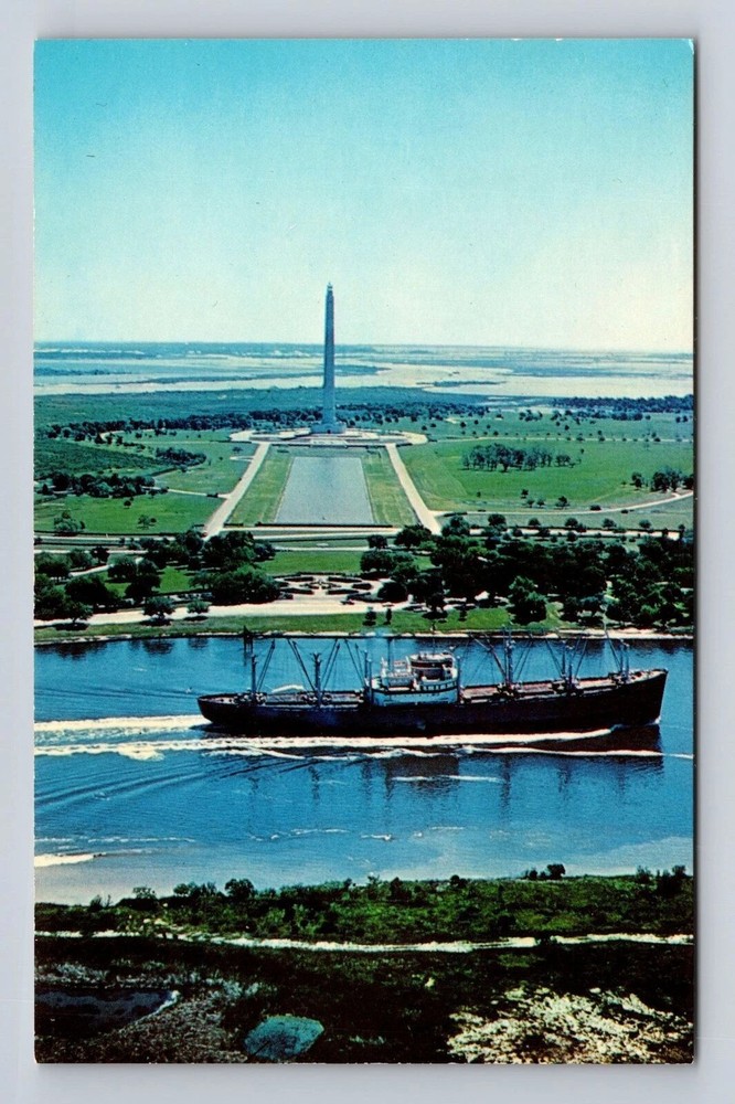 Houston TX-Texas, Panoramic San Jacinto Museum & Monument Vintage Postcard