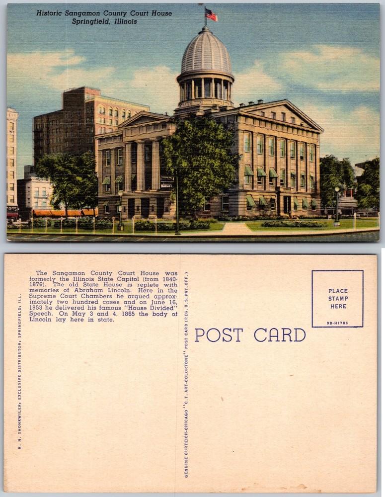 Sangamon County Court House Springfield Illinois Postcard