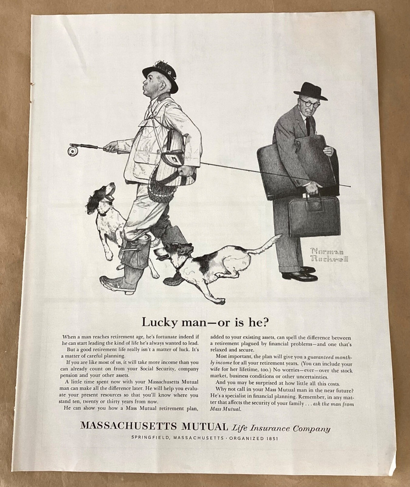Norman Rockwell print ad 1963 orig vintage 1960s art illustration Mass Mutual