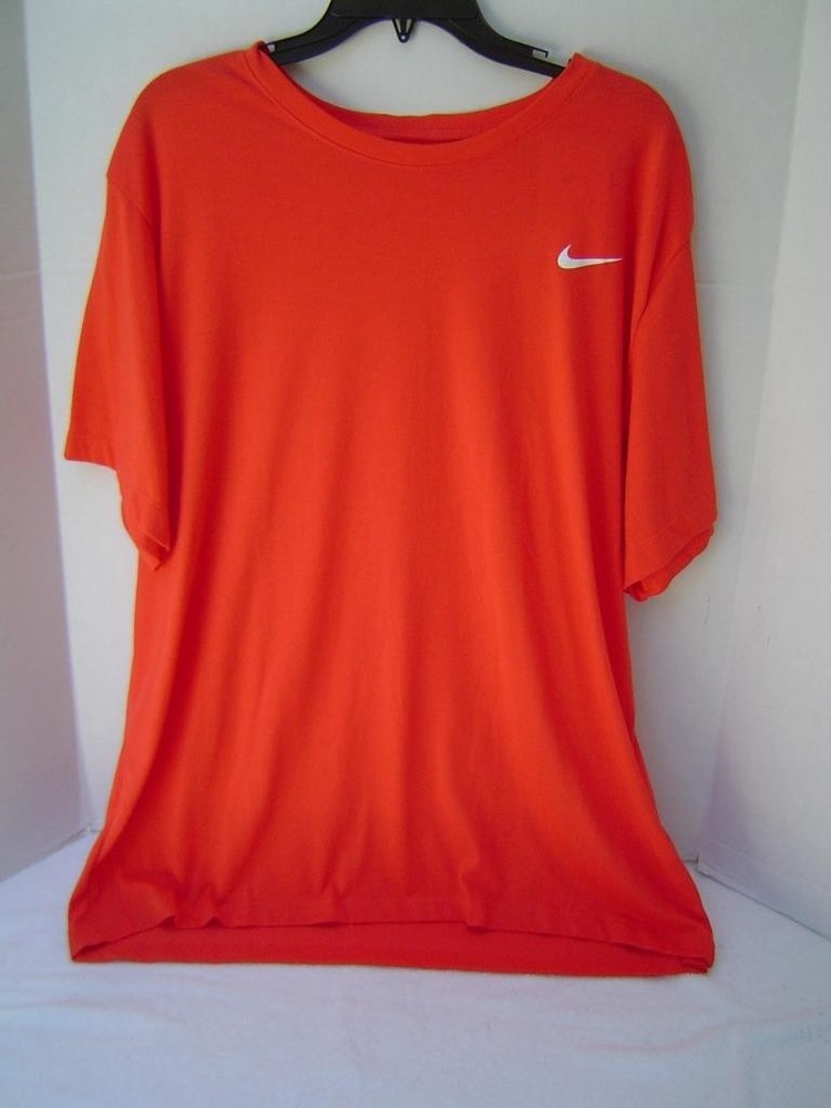 New Mens Nike Orange Training Tee Shirt With White Swoosh Logo Size Xxl W/Defect