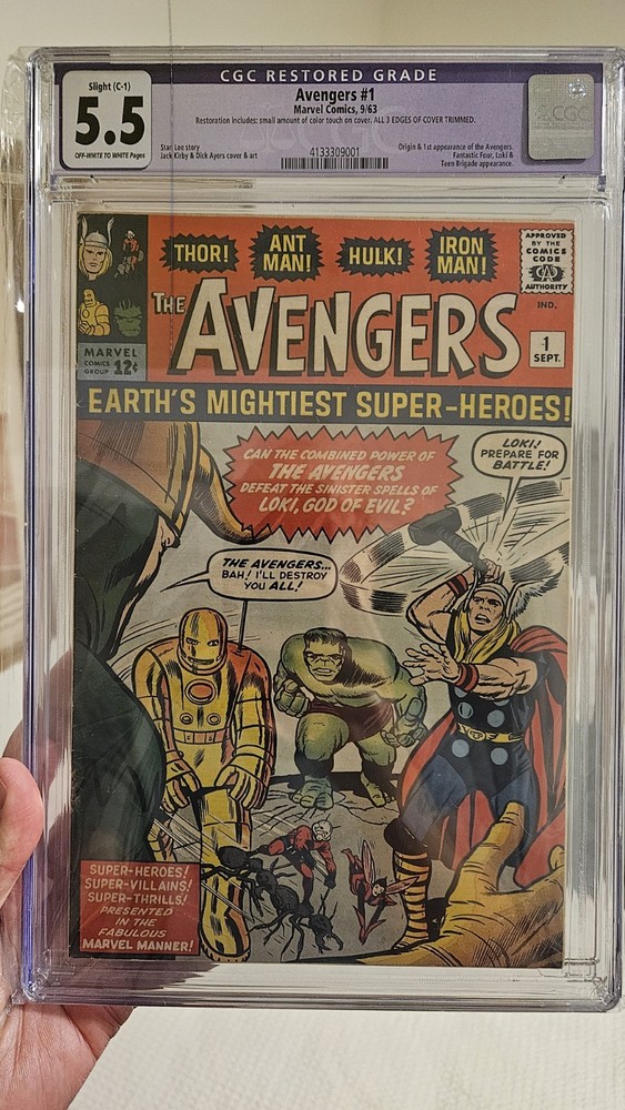 THE AVENGERS #1 1963 CGC 5.5 Restored SILVER AGE Key 1st Appearance!