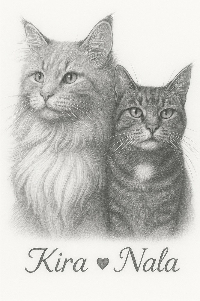 Custom Pet Portraits, Personalized Gift, 8.5x11in, Laminated, Unframed