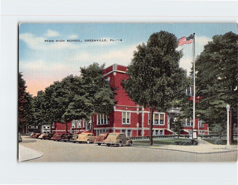 Postcard Penn High School Greenville Pennsylvania