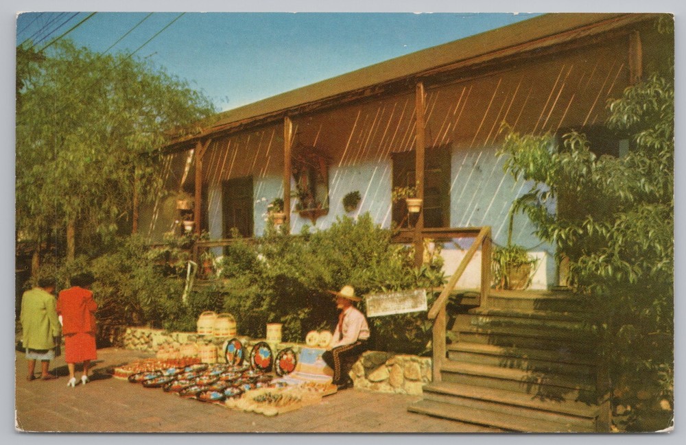Los Angeles California~Avila Adobe~Olvera Street~Vendor~Vintage Postcard