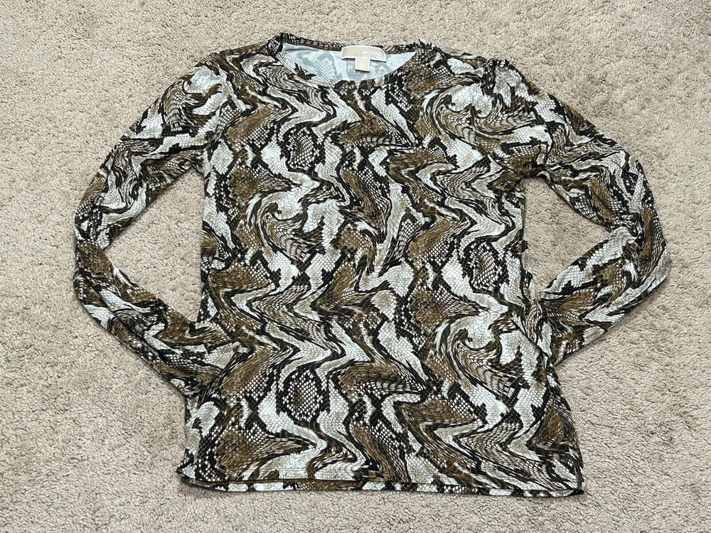 Michael Kors Womens Shirt Size Medium Multicolor Animal Print Soft Stretch