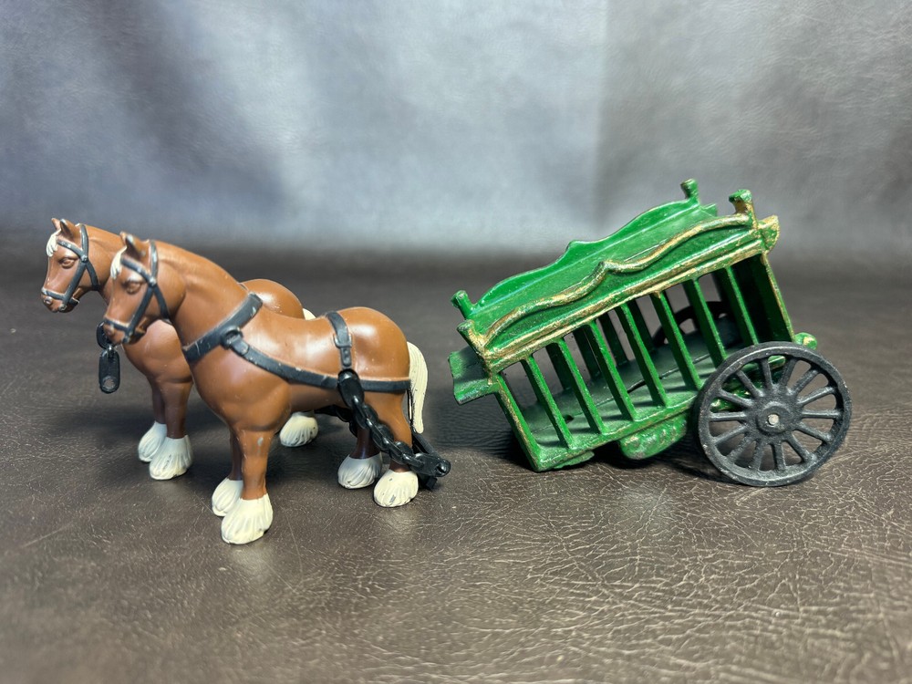 Antique Cast Iron Toy Draft Horse & Circus Wagon Arcade Hubley PARTS ONLY