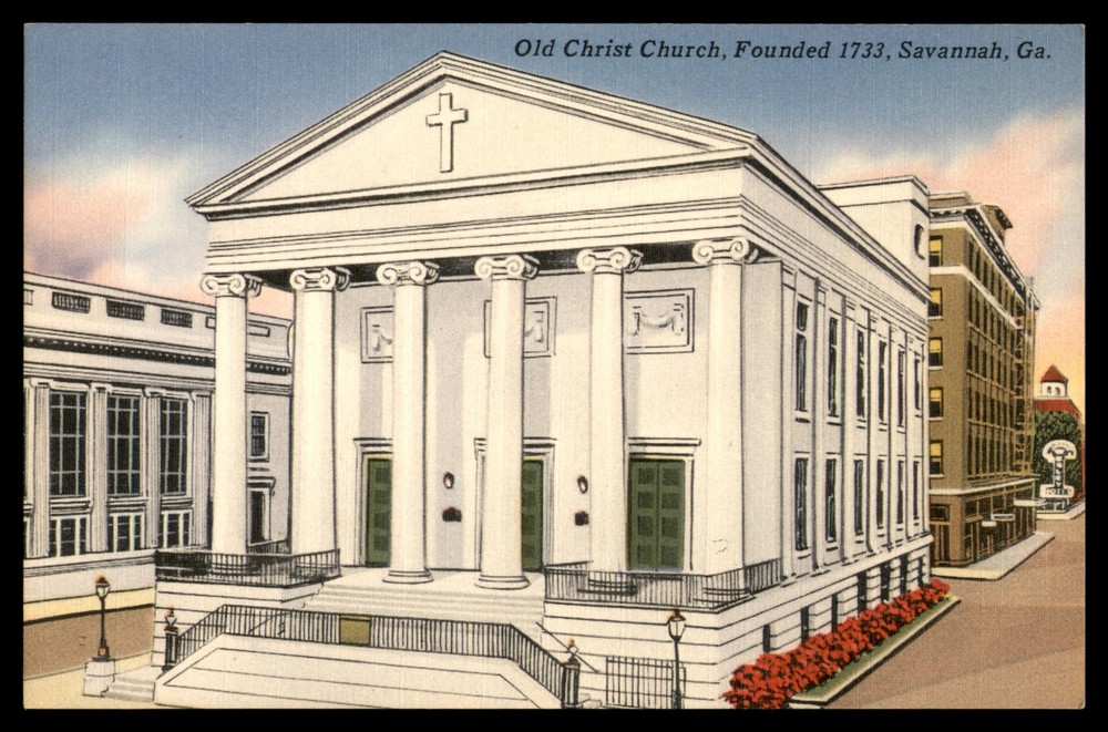 Postcard Old Christ Church in Savannah, GA