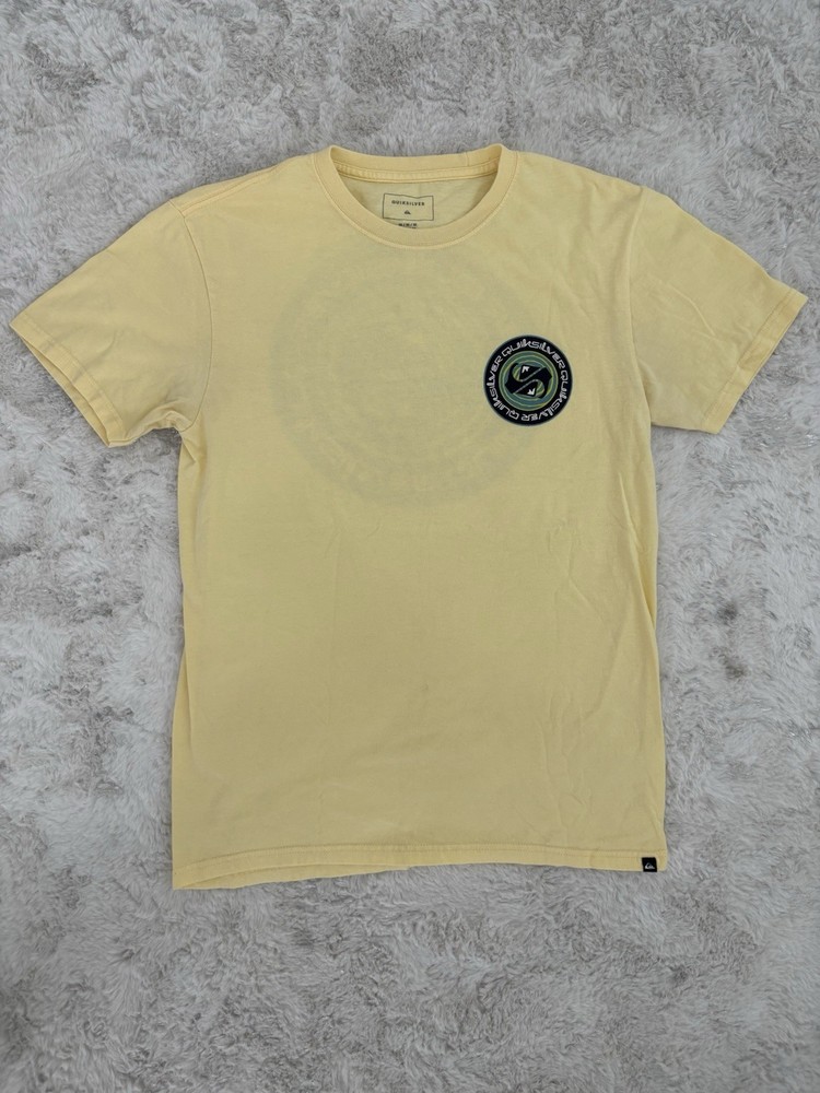 Quiksilver Men’s Graphic T-Shirt Yellow Size Medium Surf Skate Logo Tee