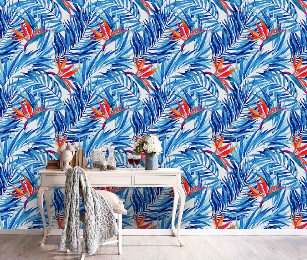3D Leaves Watercolor Pattern Wall Murals Wallpaper Murals Wall Sticker 2