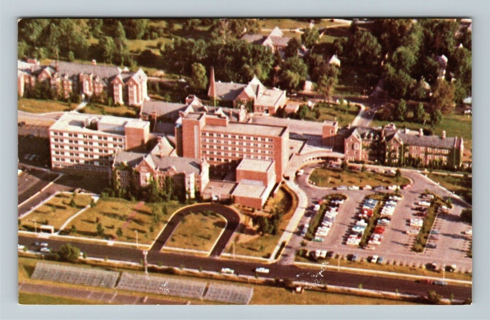 Muncie IN Indiana Ball Memorial Hospital, Aerial View Vintage Souvenir Postcard