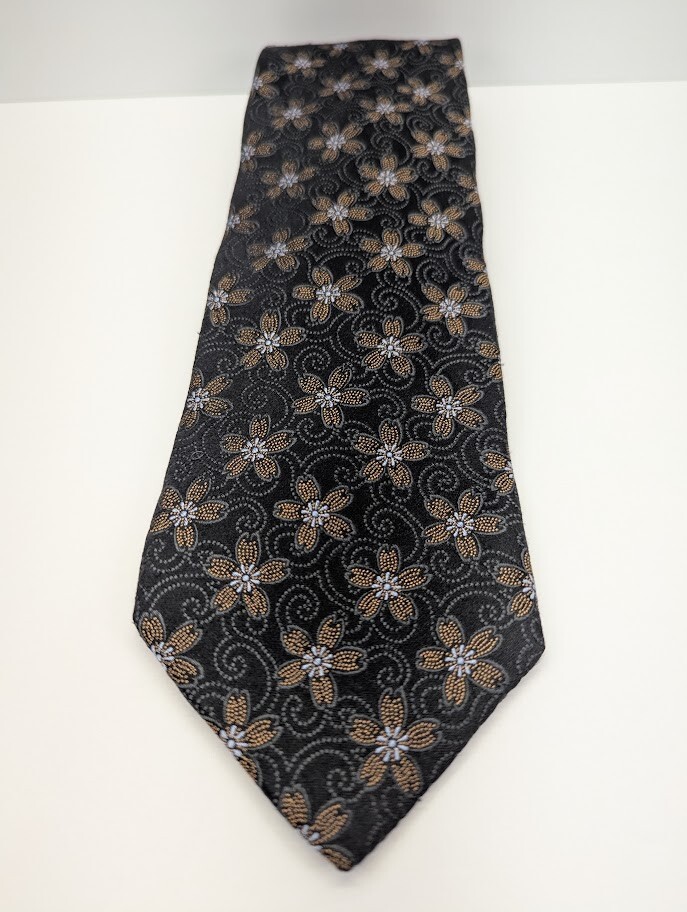 Ike Behar Flower Paisley 100% Imported USA Silk Pointed Classic Necktie Tie