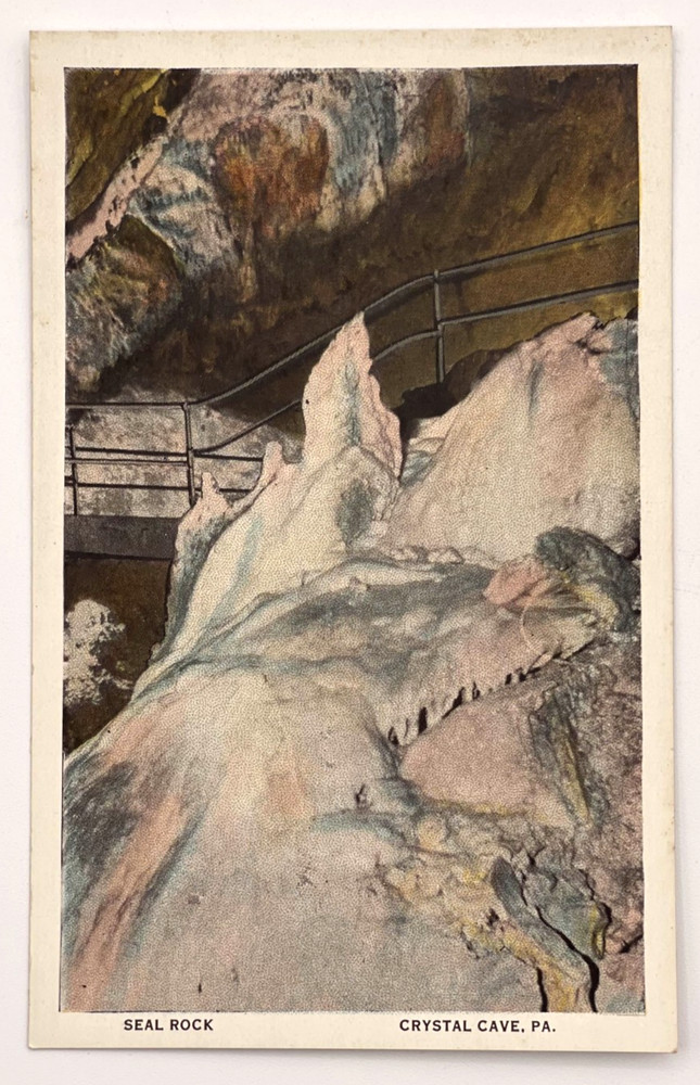Crystal Cave Postcard Seal Rock Formation Kutztown PA Tichnor