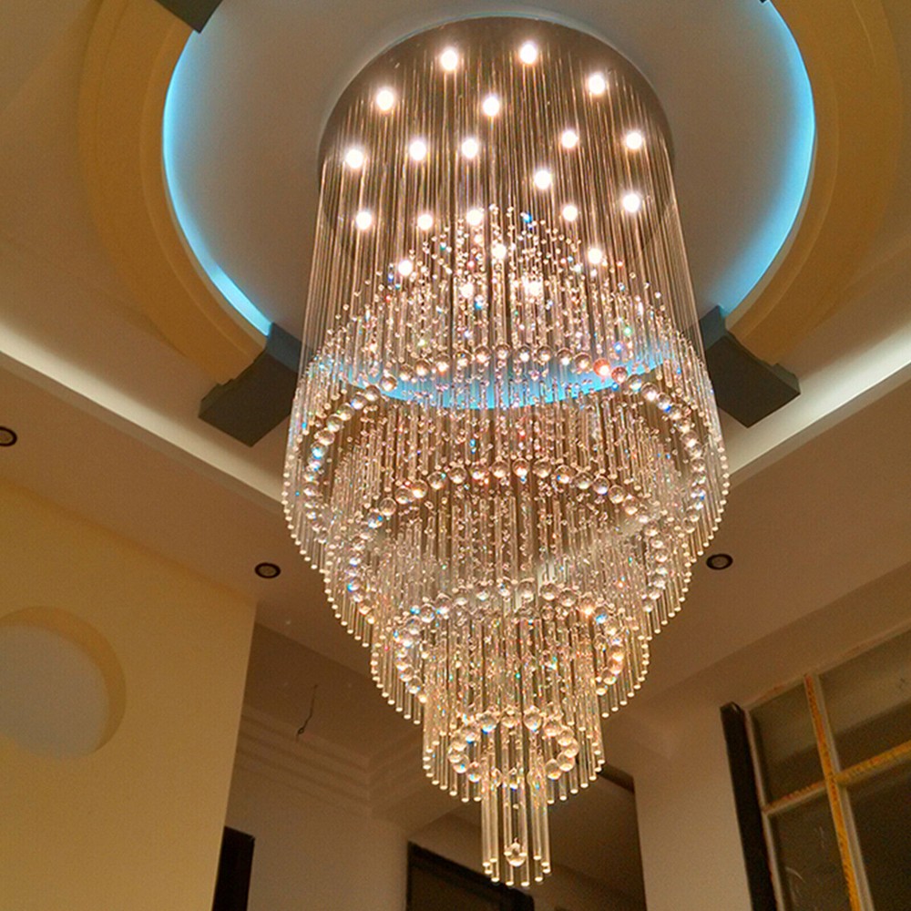 Elegant 18-Light Crystal Chandelier Modern Raindrop Ceiling Lighting