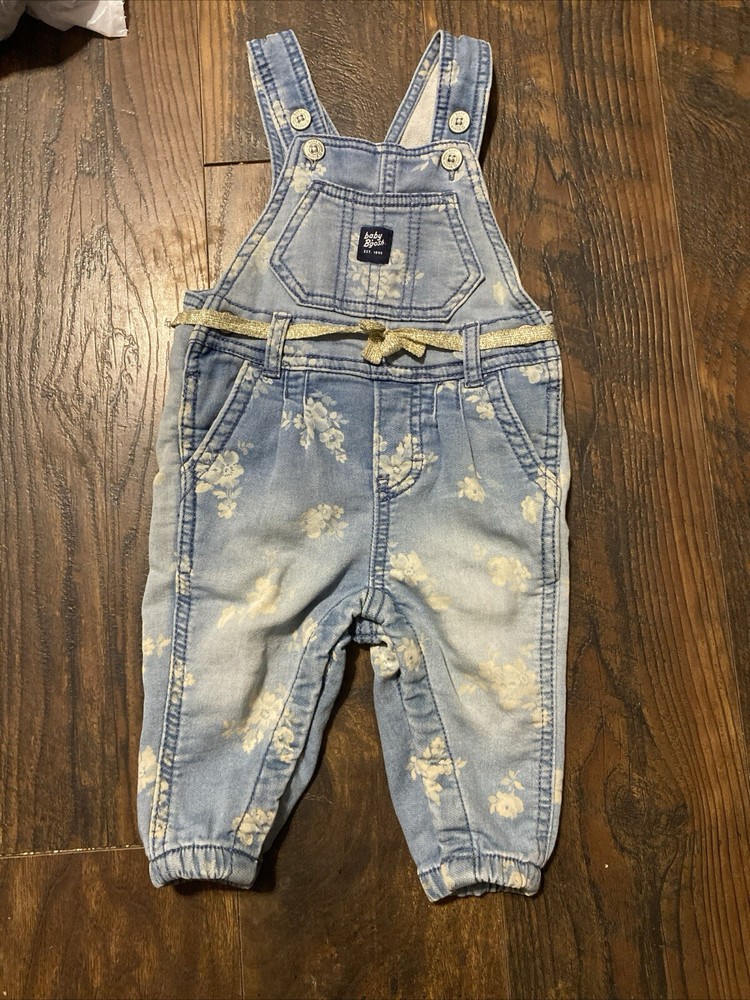 Baby B’Gosh Overalls With Gold Ribbon Belt Accent Baby Girl 12 Months