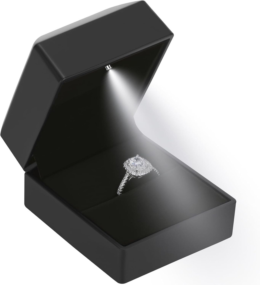 LED Ring Earring Box for Proposal, Wedding, Engagement， Luxury Jewelry Gift Box