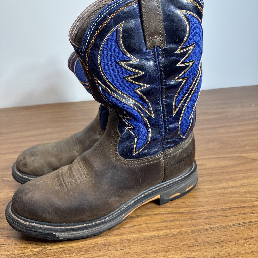 ARIAT Men's WorkHog VentTEK Western Boots in Size 9 D Brown Blue 10020090